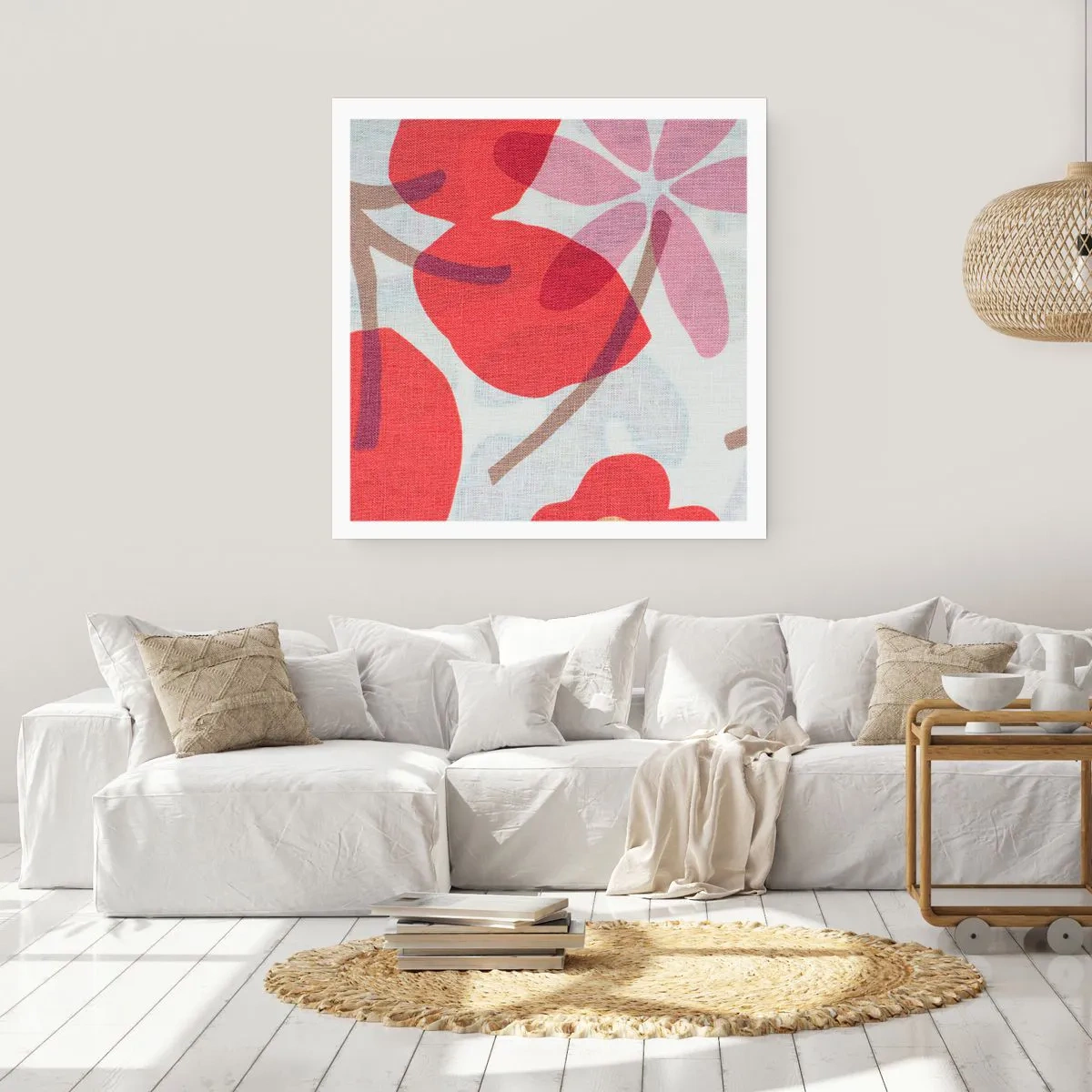 Affisch - Blomsterkomposition i rosa - 60x60 cm