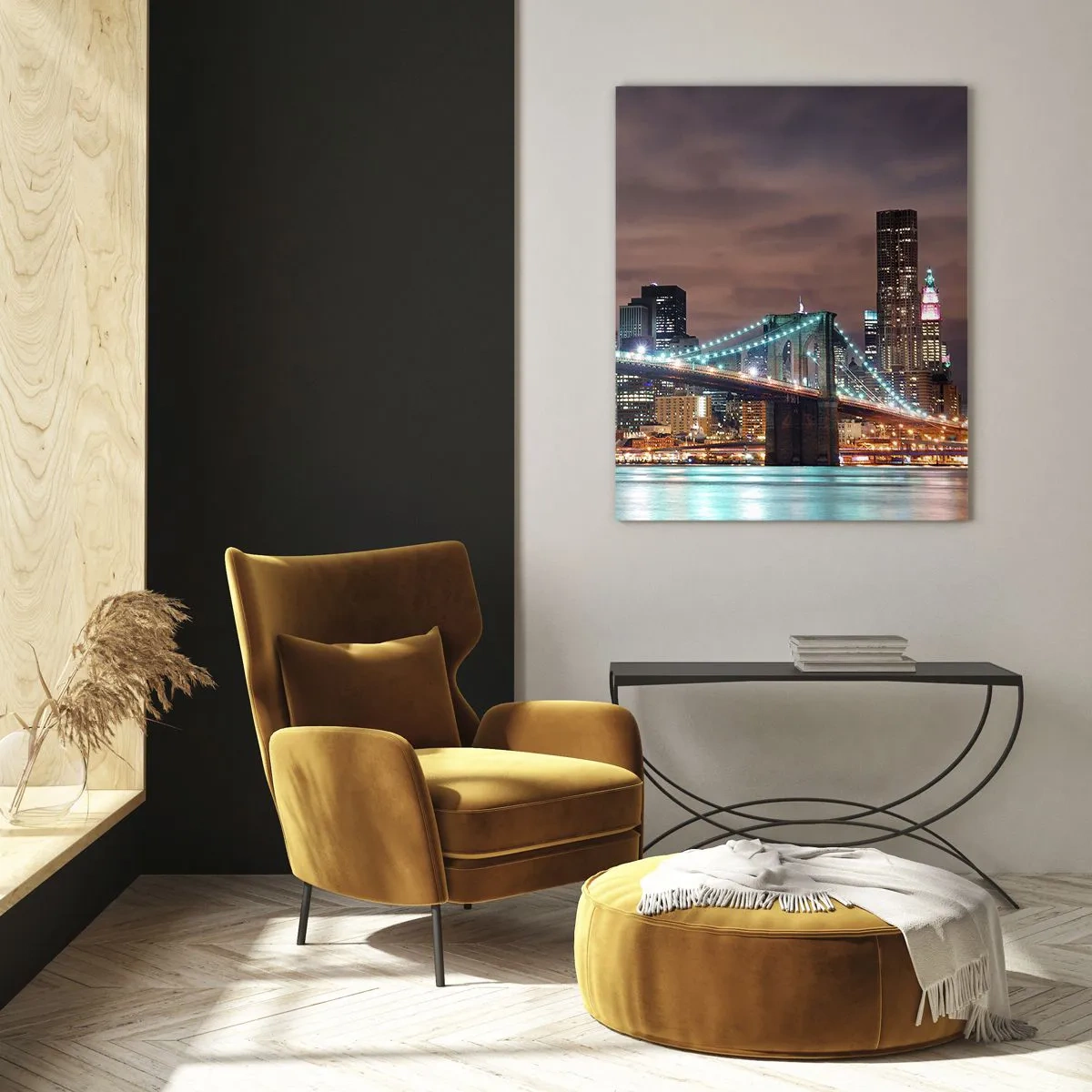 Glastavla - Bild på glas - Storstadens ljus - 50x70 cm