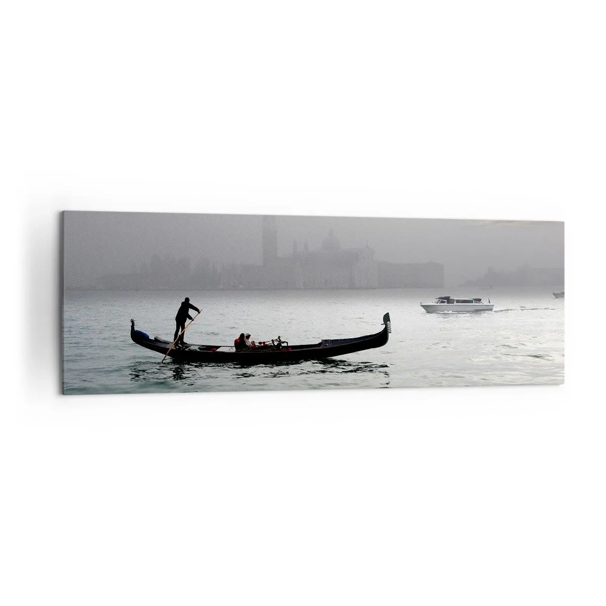 Canvastavla - Bild på duk - Sagostad ur vatten och dimma - 160x50 cm
