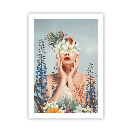 Affisch - Kvinna - blomma - 50x70 cm