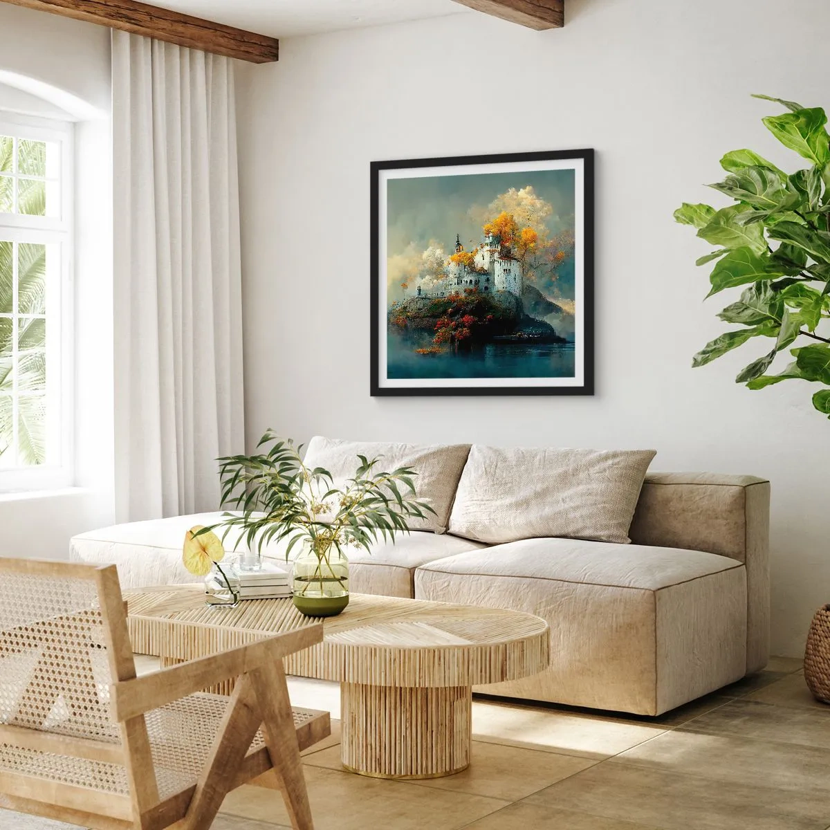 Affisch i svart ram - Början på en romantisk historia - 40x40 cm