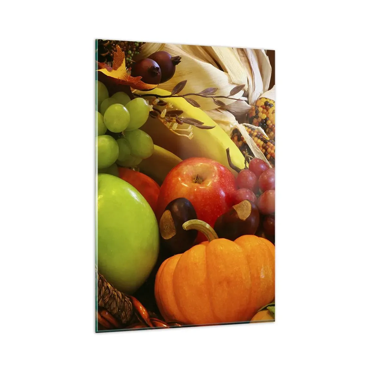 Glastavla - Bild på glas - Överflödets korg - 80x120 cm