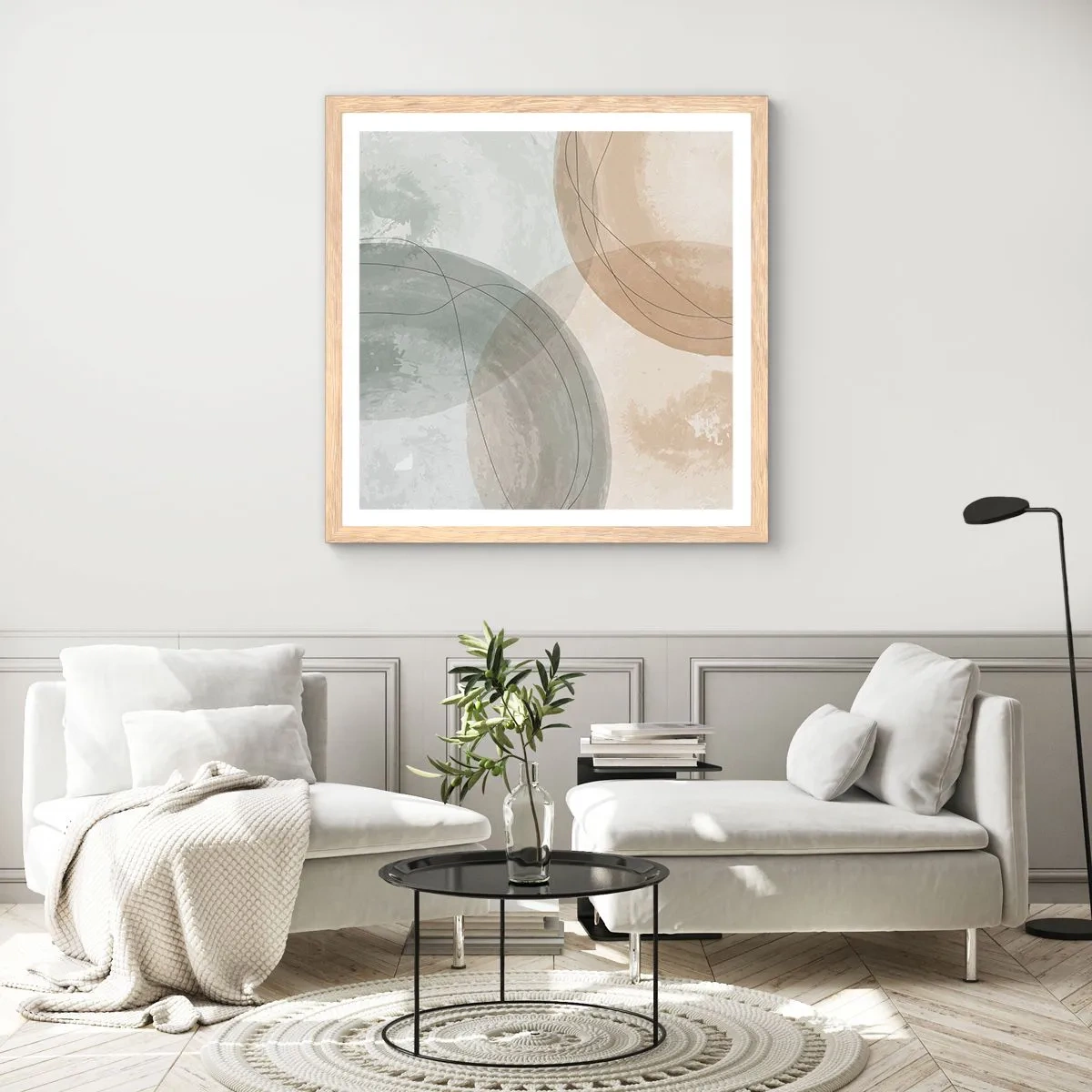 Affisch i ram av ljusek - Världars samspel - 50x50 cm