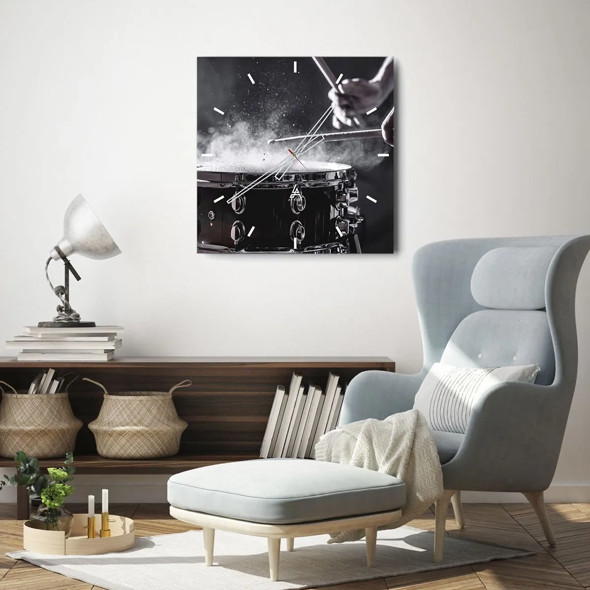 Väggklocka - Klocka på glas - Musikens puls - 30x30 cm