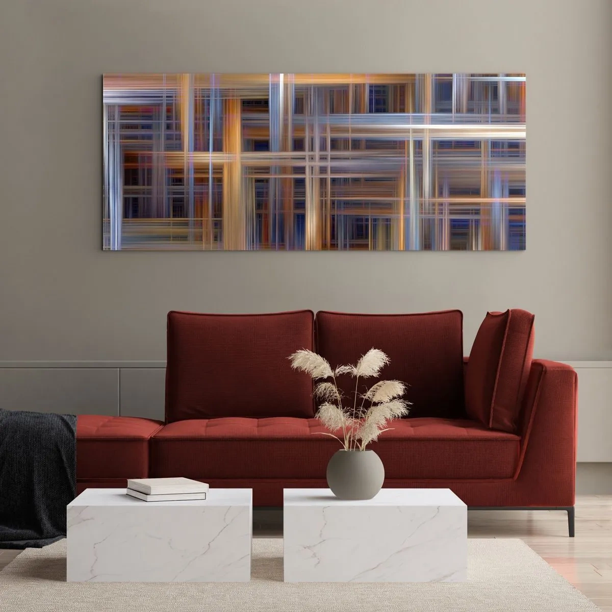 Glastavla - Bild på glas - Vävd av ljus - 100x40 cm