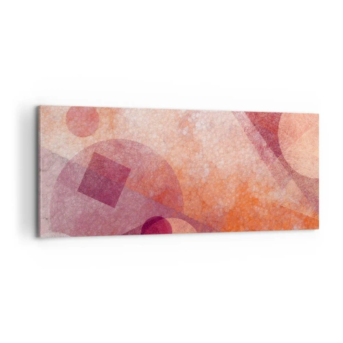 Canvastavla - Bild på duk - Geometriska omvandlingar i rosa - 100x40 cm