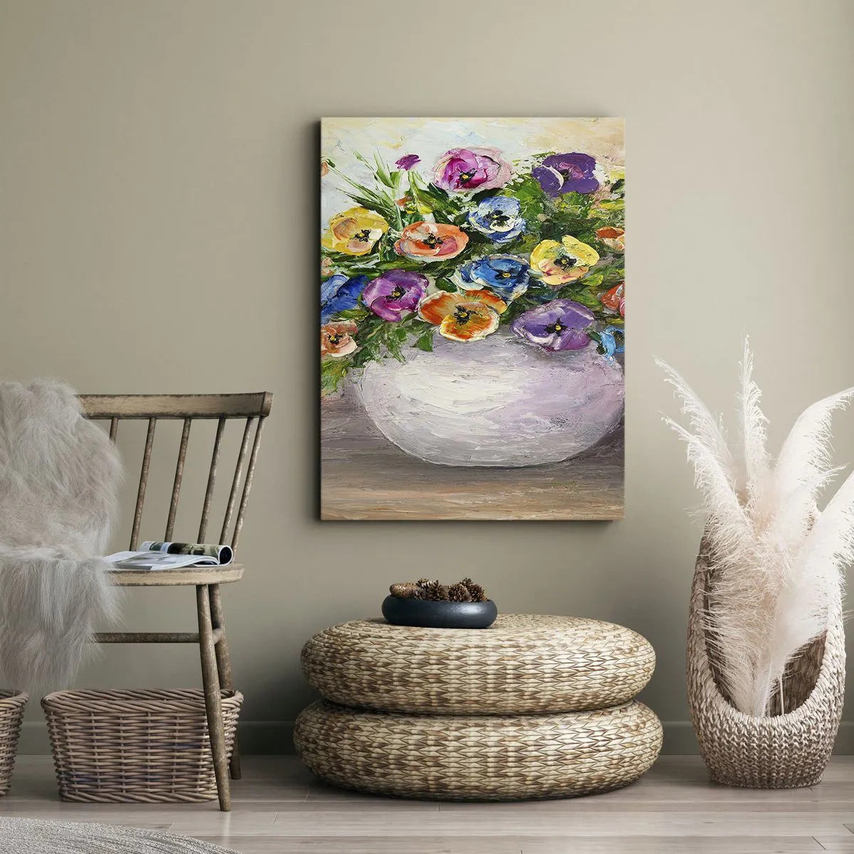 Canvastavla - Bild på duk - Stilleben med vit vas - 50x70 cm