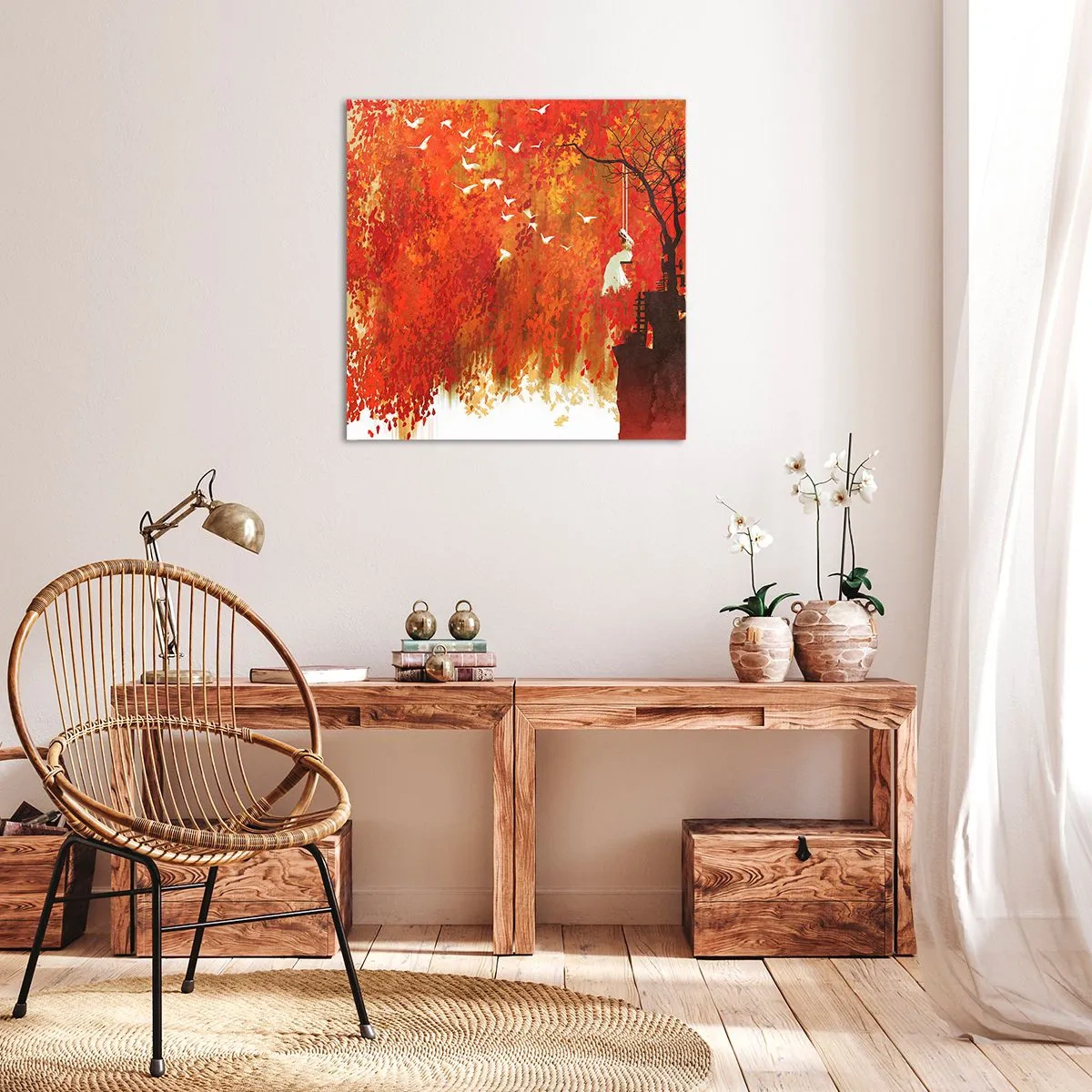 Canvastavla - Bild på duk - Flyger hon med oss? - 30x30 cm