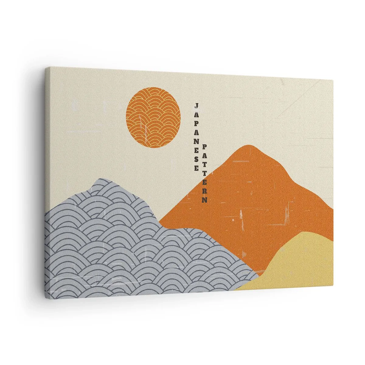 Canvastavla - Bild på duk - Japanska mönster med berg, sol och minimalistisk stil - 70x50cm - I den japanska andan - Modern väggdekoration för vardagsrum och sovrum ARTTOR