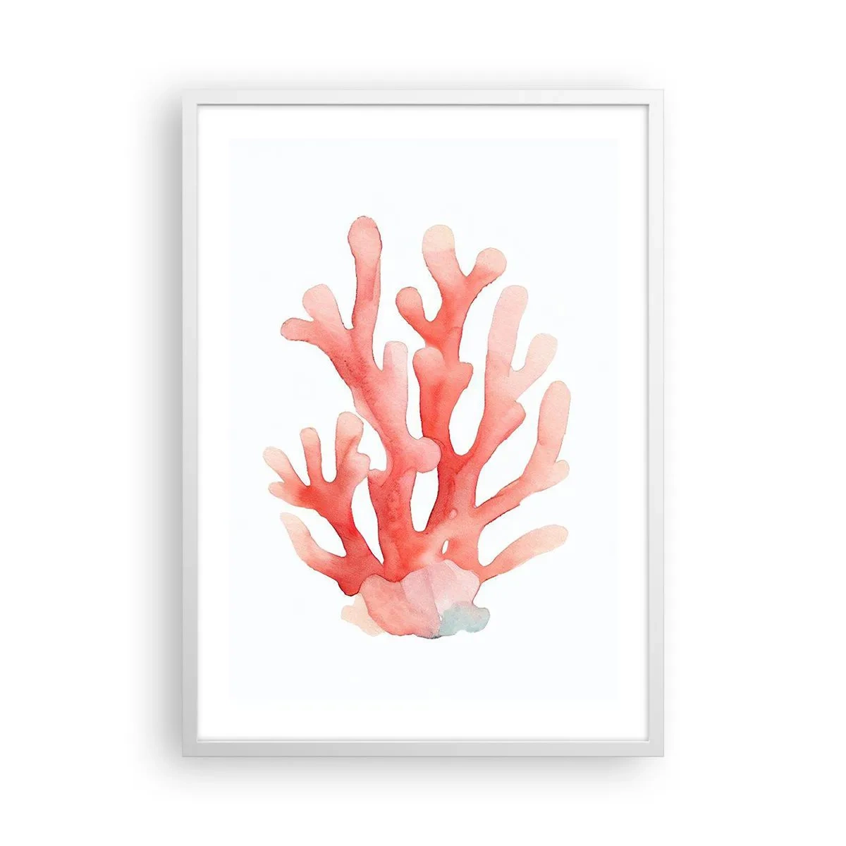 Affisch i vit ram - Korallfärgad korall - 50x70 cm