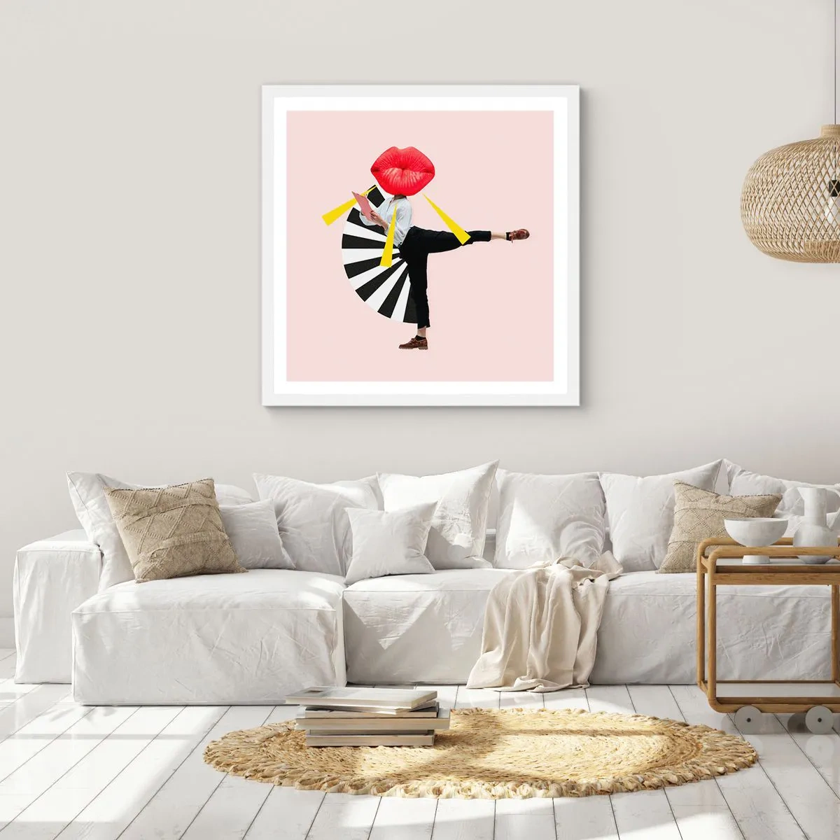 Affisch i vit ram - Surrealistisk pop-art - 40x40 cm