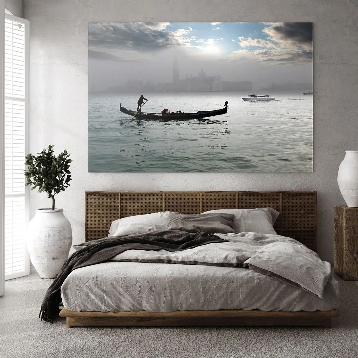 Glastavla - Bild på glas - Sagostad ur vatten och dimma - 100x70 cm
