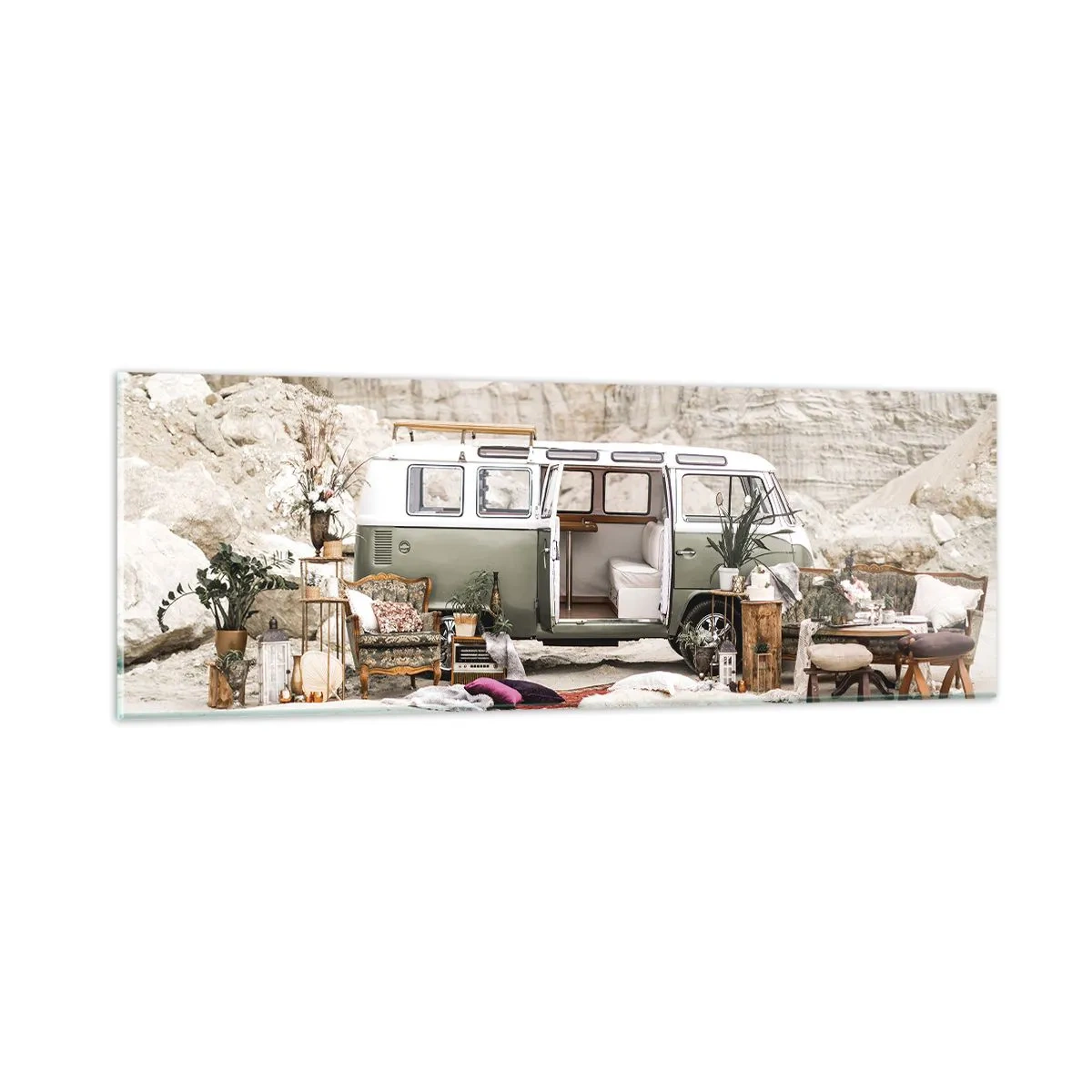 Glastavla - Bild på glas - Dags att börja resan - 90x30 cm