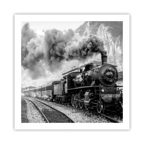 Affisch - Det står ett lok på stationen... - 60x60 cm