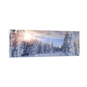 Glastavla - Bild på glas - Naturens snöiga spel - 90x30 cm