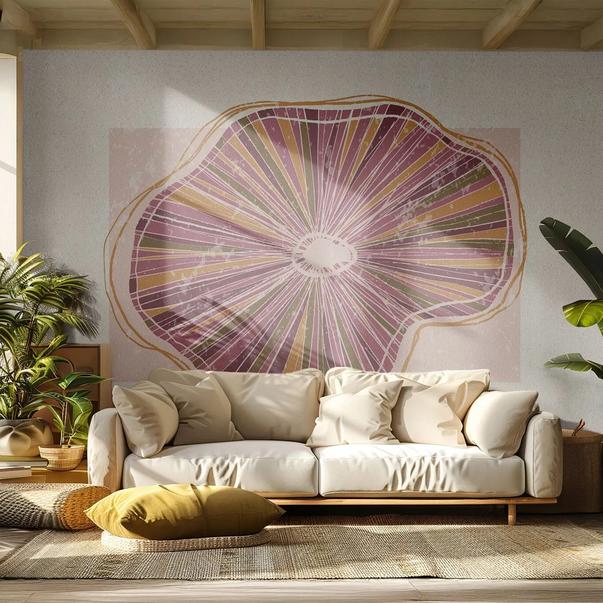 Fototapet Premium Sand - Strålande abstraktion - Boho, Minimalism, Abstraktion - 300x210 cm