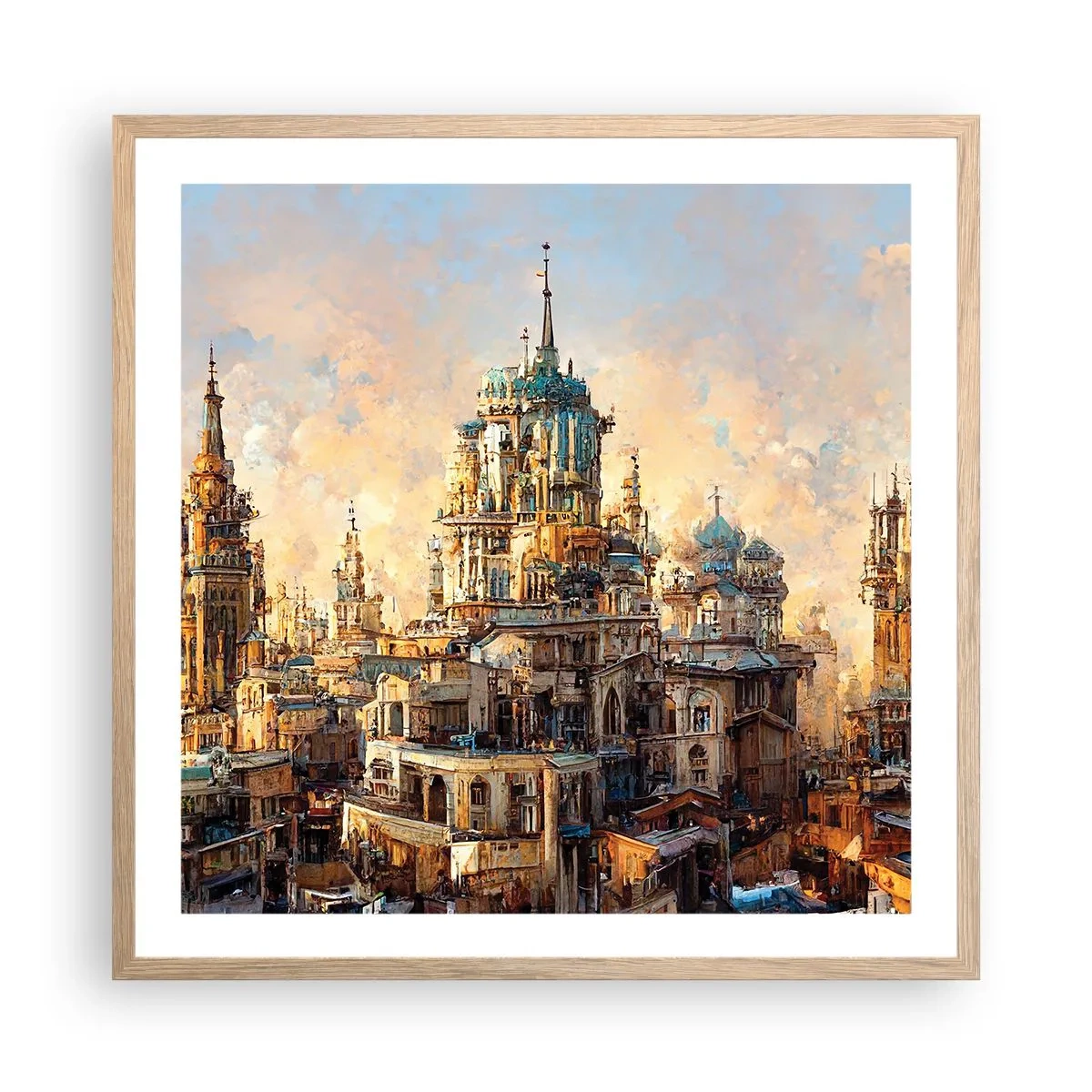 Affisch i ram av ljusek - Städernas stad - 60x60 cm