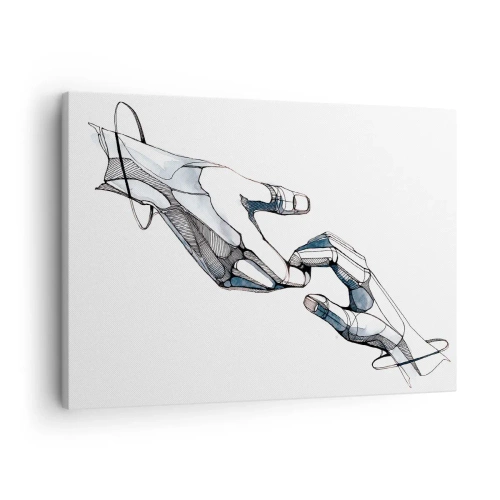 Canvastavla - Bild på duk - Konstnärlig representation av en hand i minimalistisk och geometrisk form - 70x50cm - God gest - Modern väggdekoration för vardagsrum och sovrum ARTTOR