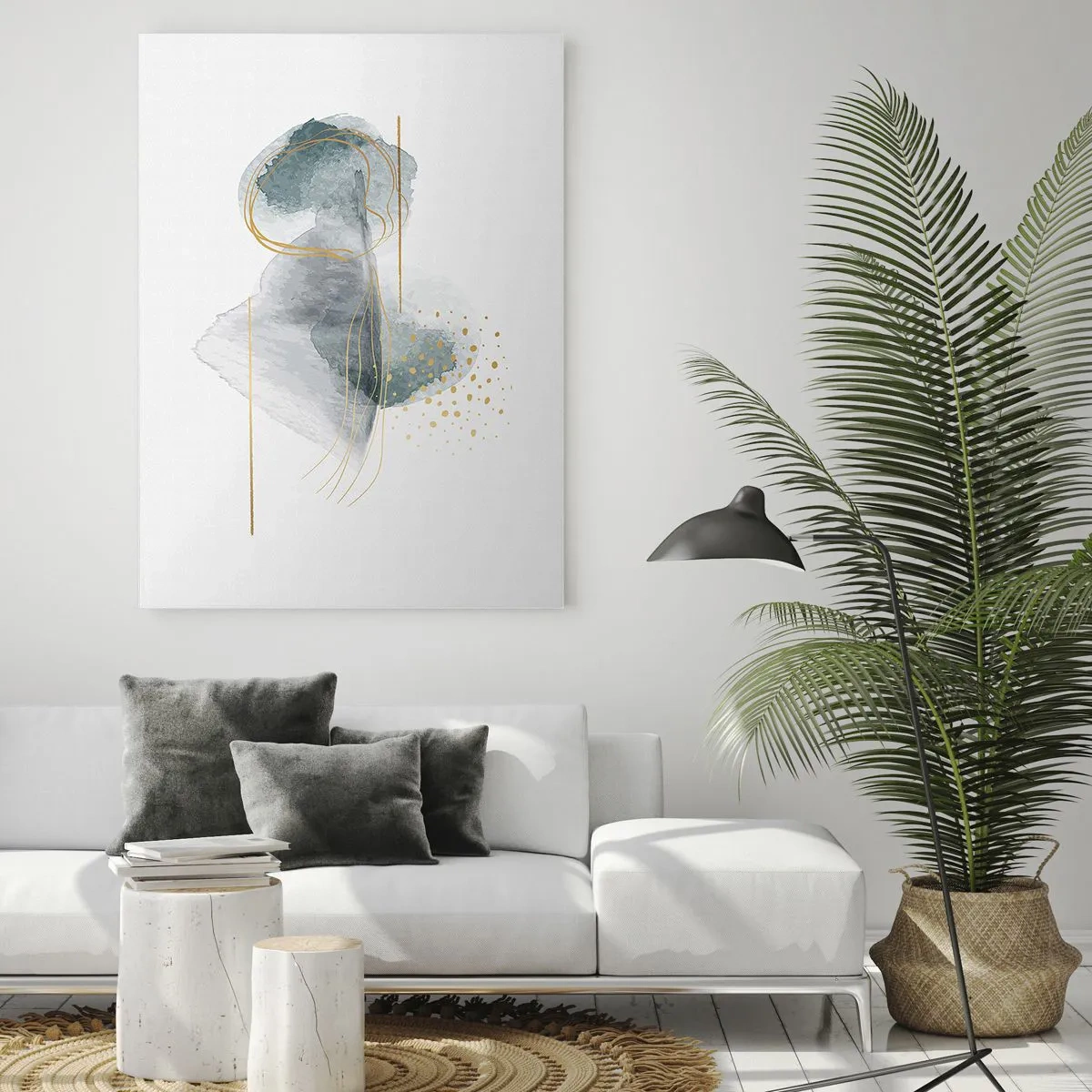 Glastavla - Bild på glas - Om gråhetens och guldets förhållanden - 70x100 cm