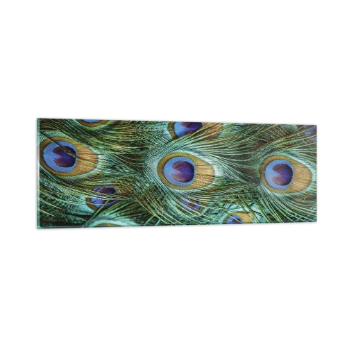 Glastavla - Bild på glas - Påfågels blick - 90x30 cm