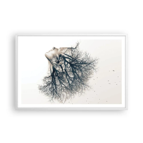 Affisch i vit ram - Lyssnar på trädens viskningar - 91x61 cm