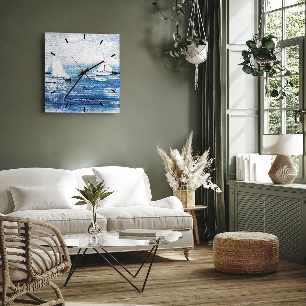 Väggklocka - Klocka på glas - Med en vän vid din sida - 30x30 cm