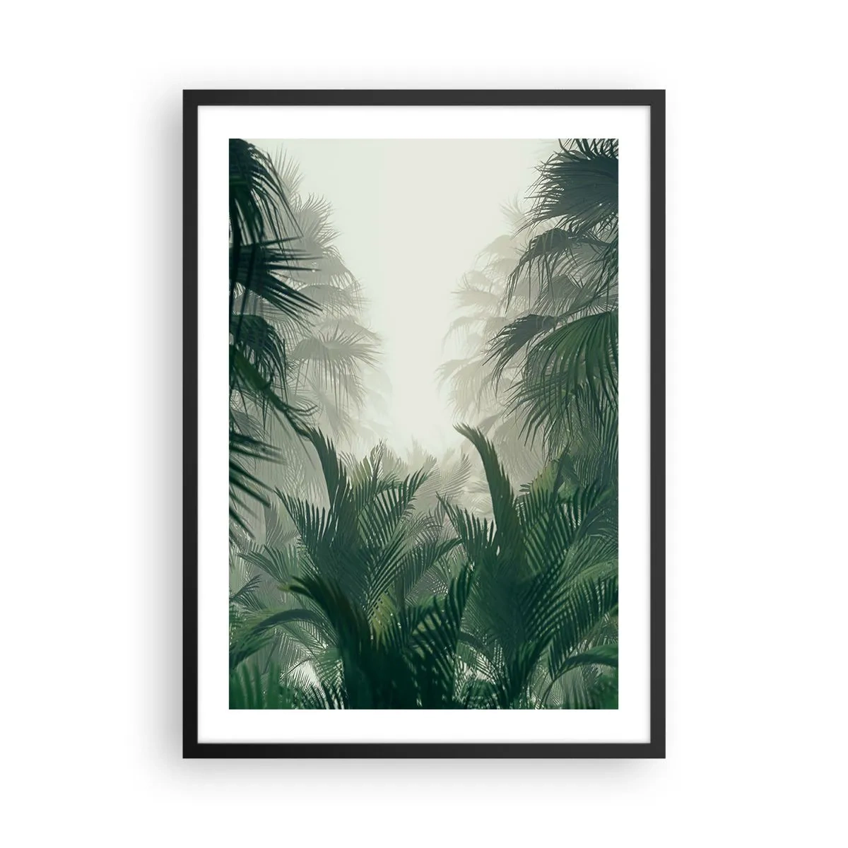 Affisch i svart ram - Tropisk vegetation i en dimmig miljö - 50x70cm - Tropisk hemlighet - Modern väggdekoration för vardagsrum och sovrum ARTTOR