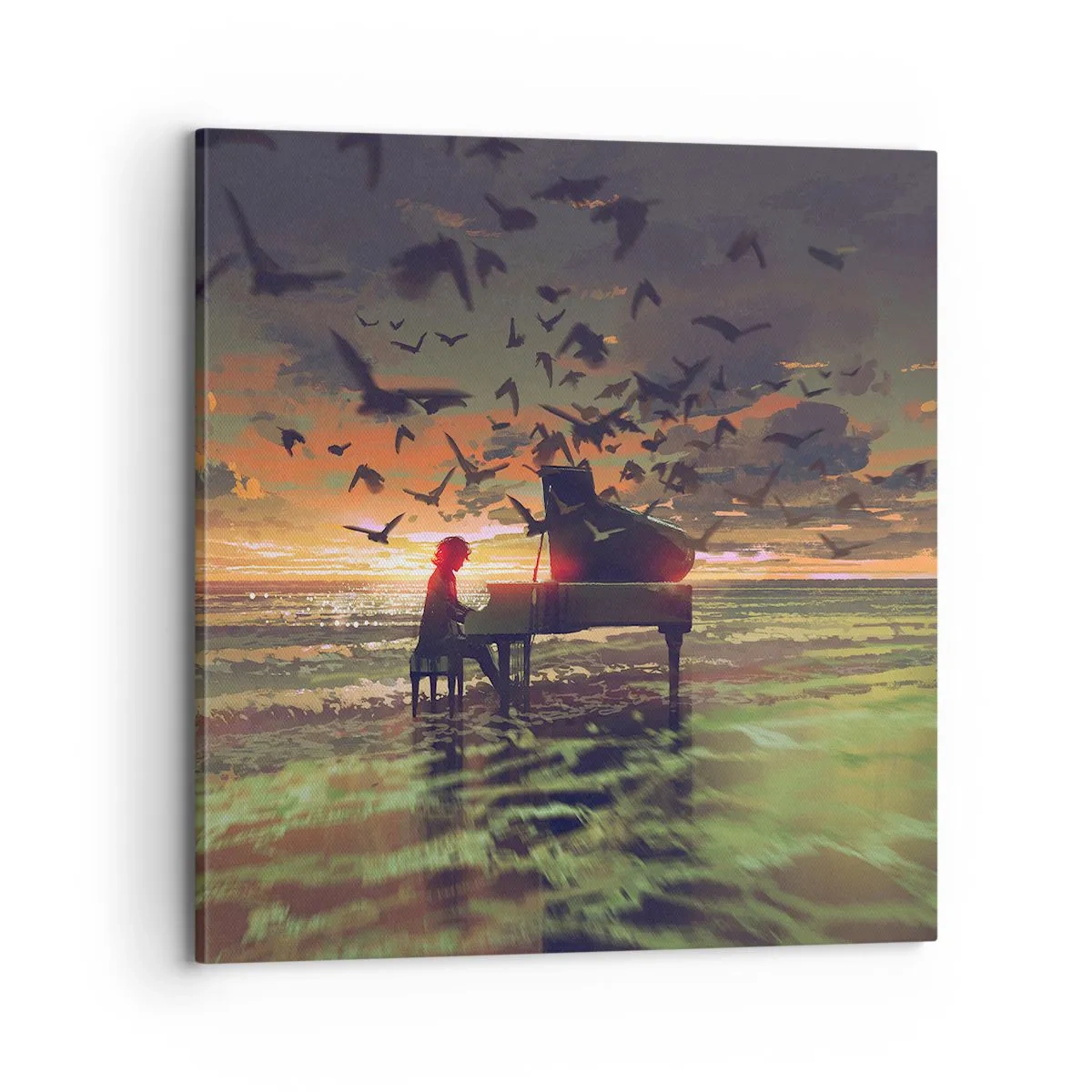 Canvastavla - Bild på duk - Konsert för piano och vågor - 70x70 cm