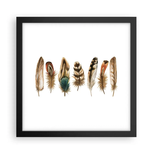 Affisch i svart ram - Fjädervariation - 30x30 cm