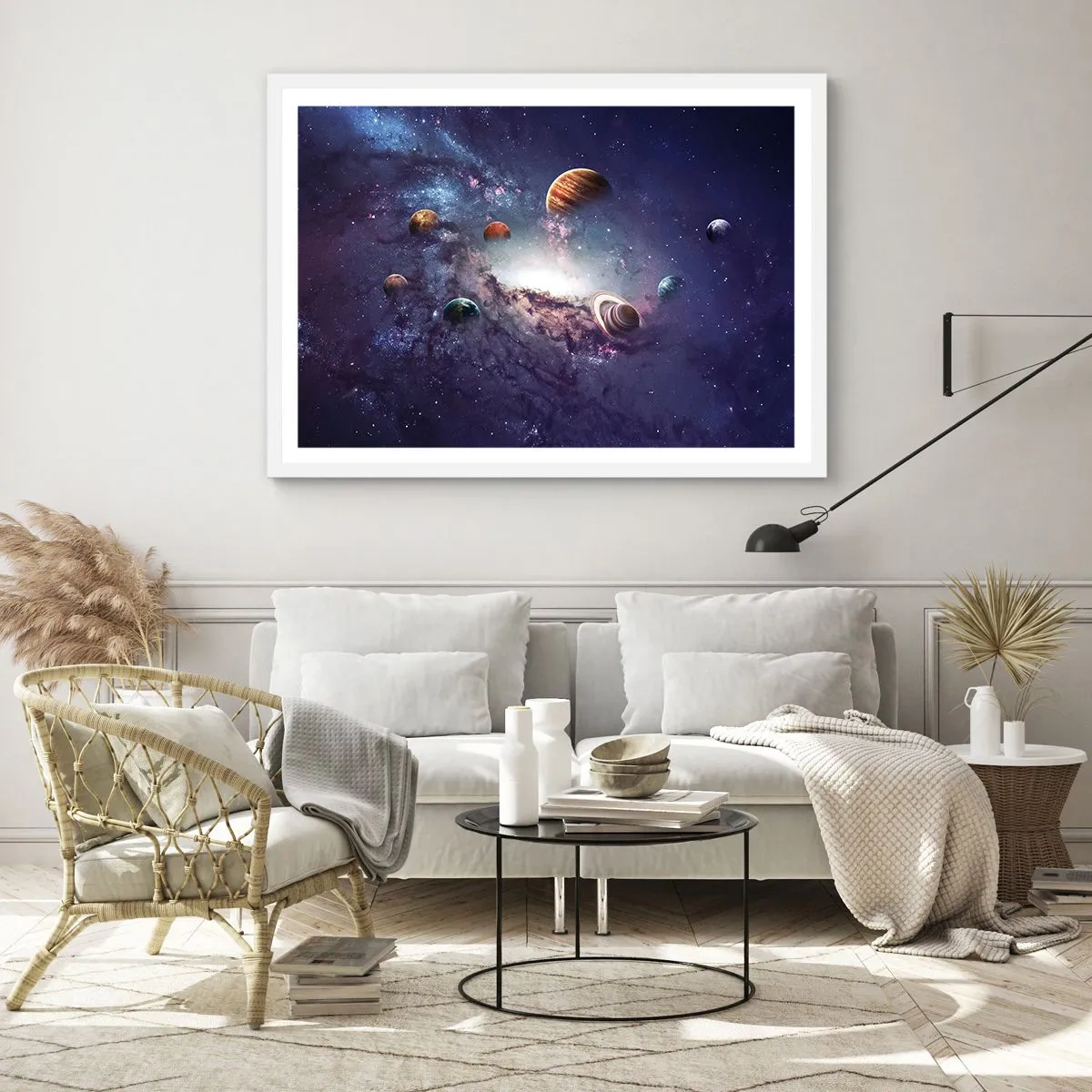 Affisch i vit ram - Sol- och danssystem - 70x50 cm