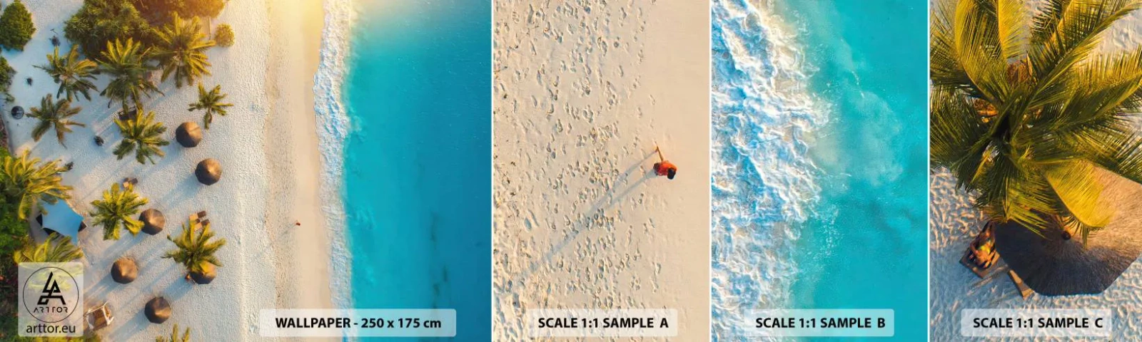 Fototapet Prov Standard Eco - Välkommen till paradiset - Strand, Palmer, Exotism - 100x30 cm