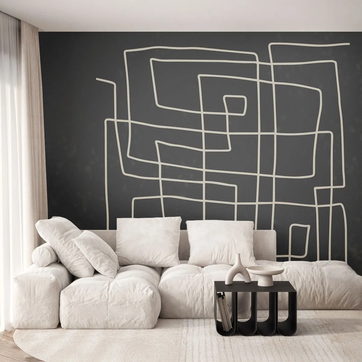 Fototapet Standard Eco - Inte så enkelt - Abstraktion, Bit, Svartvitt - 350x256 cm