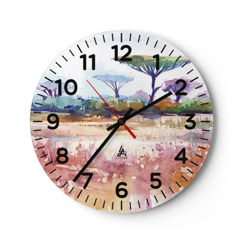 Väggklocka - Klocka på glas - Savannens färg - 40x40 cm