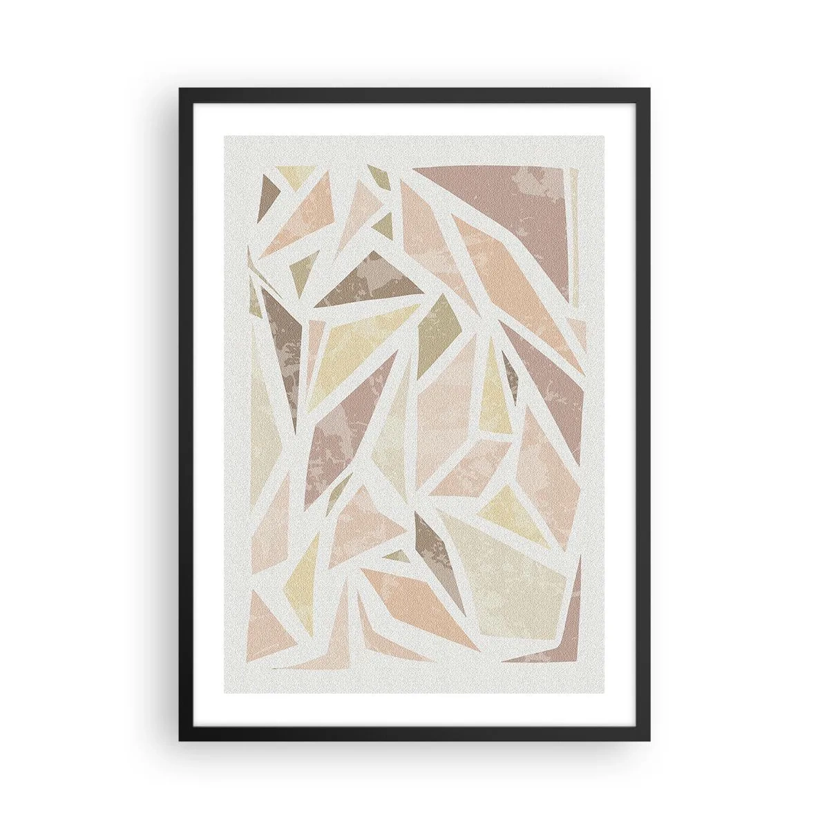 Affisch i svart ram - Geometrisk abstraktion i pastellfärger - 50x70cm - Komposition av färgat glas - Modern väggdekoration för vardagsrum och sovrum ARTTOR