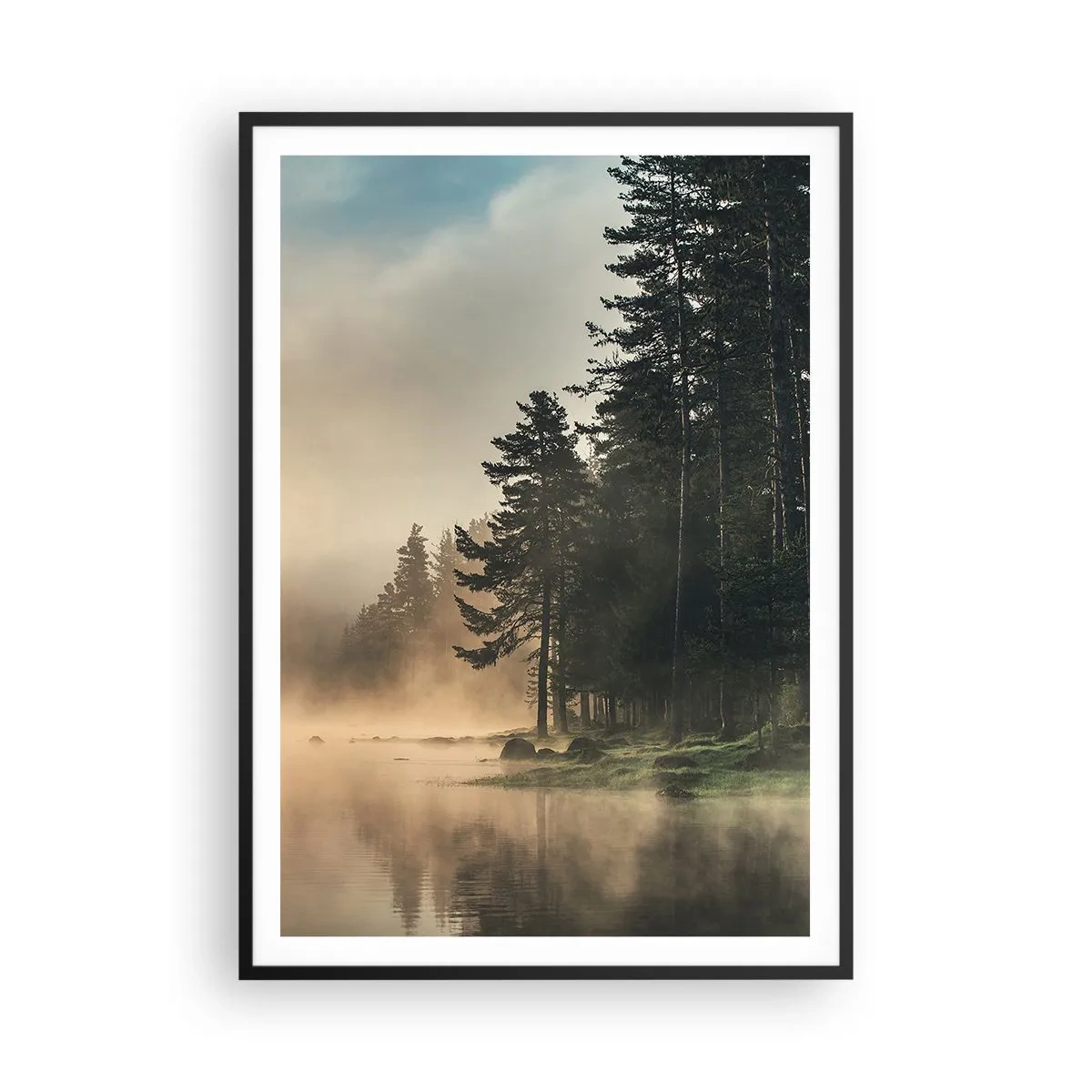 Affisch i svart ram - Dagen föds - 70x100 cm