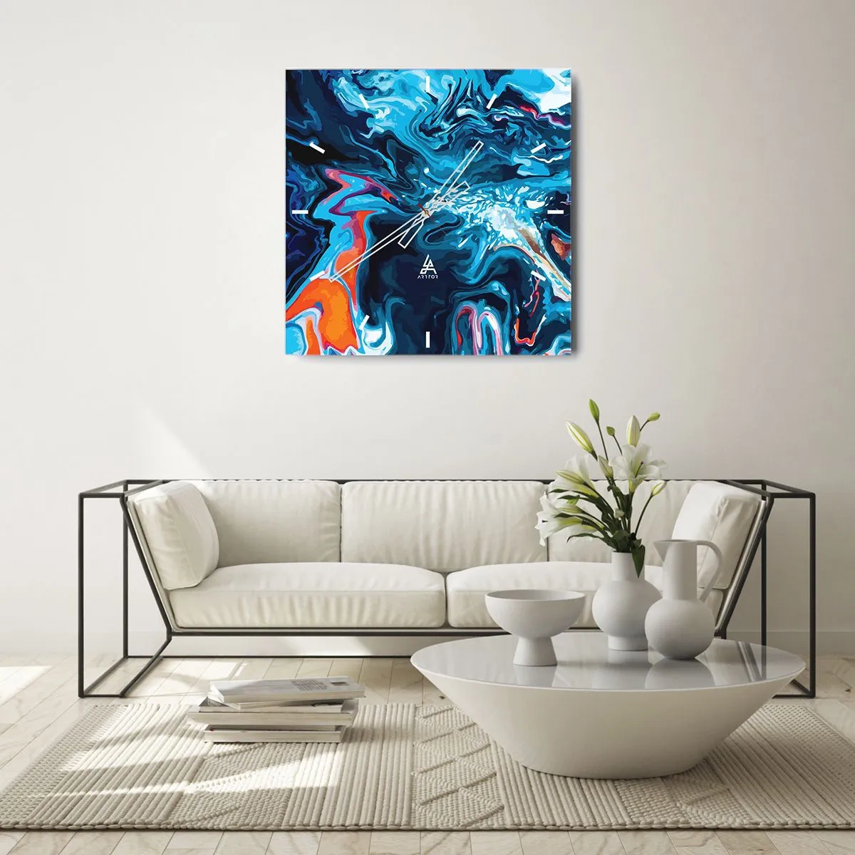 Väggklocka - Klocka på glas - En resa till himlens inre - 40x40 cm