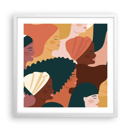 Affisch i vit ram - Endast kvinnlighet - 50x50 cm