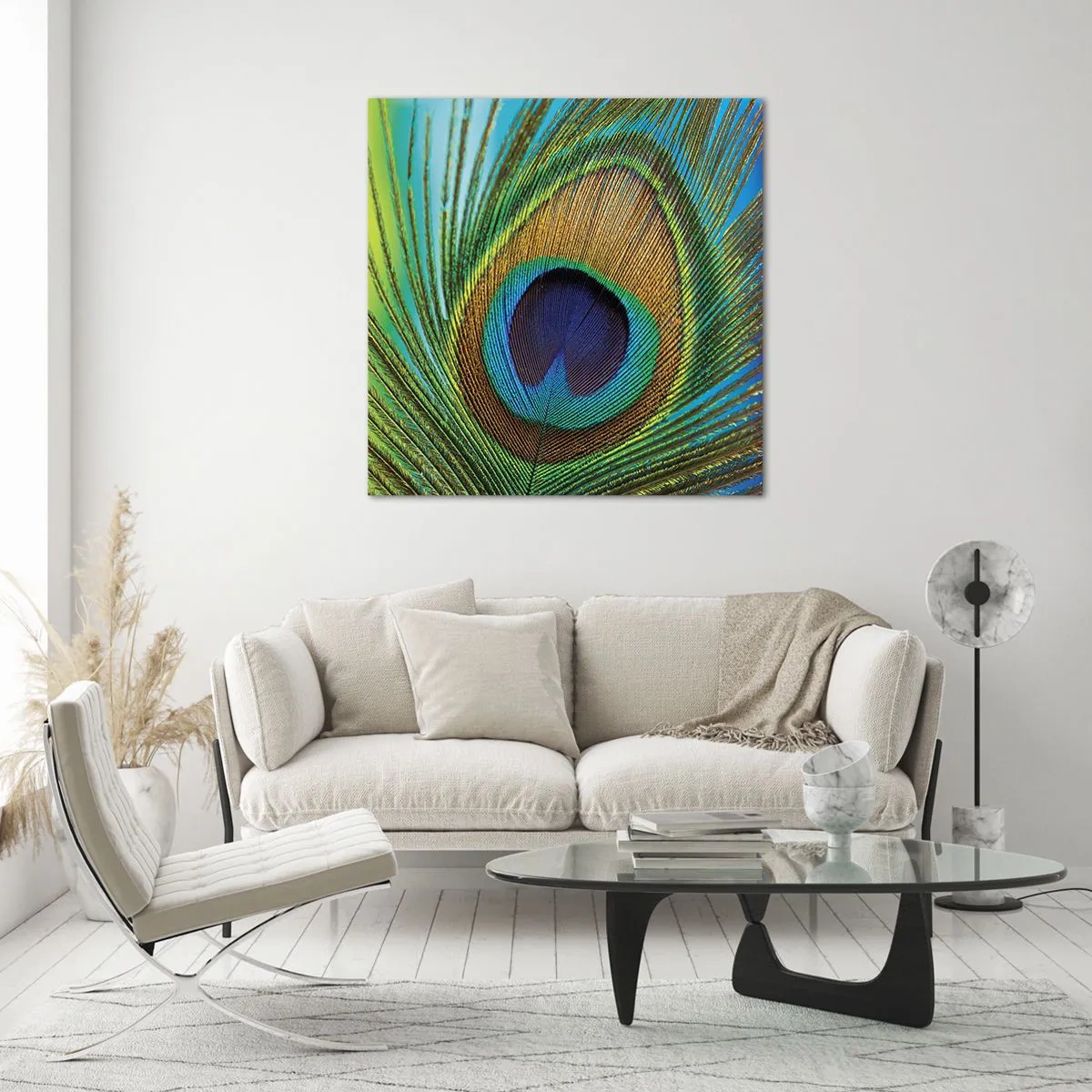 Glastavla - Bild på glas - Öga mot öga - 70x70 cm
