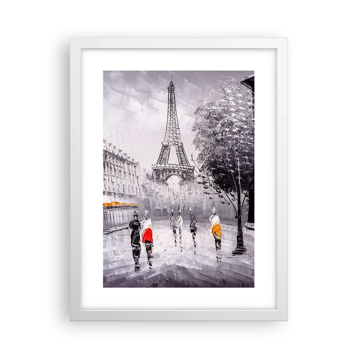 Affisch i vit ram - Promenad i Paris - 30x40 cm