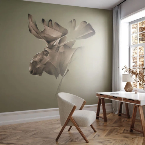 Fototapet Premium Canvas - Lugnets kraft - Älg, Abstraktion, Bit - 350x256 cm