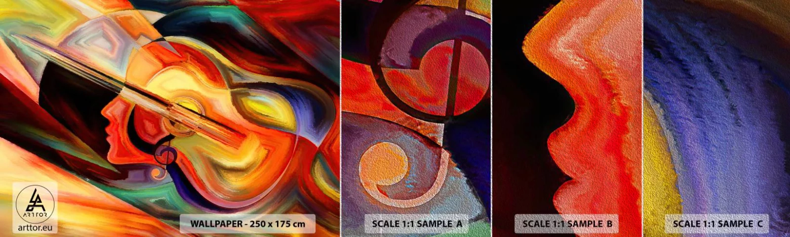 Provbit av fototapet Premium Sand - Allt väl - Abstraktion, Kvinnans ansikte, Fiol - 100x30 cm