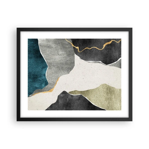 Affisch i svart ram - Mosaikkomposition med en guldtråd - 50x40 cm