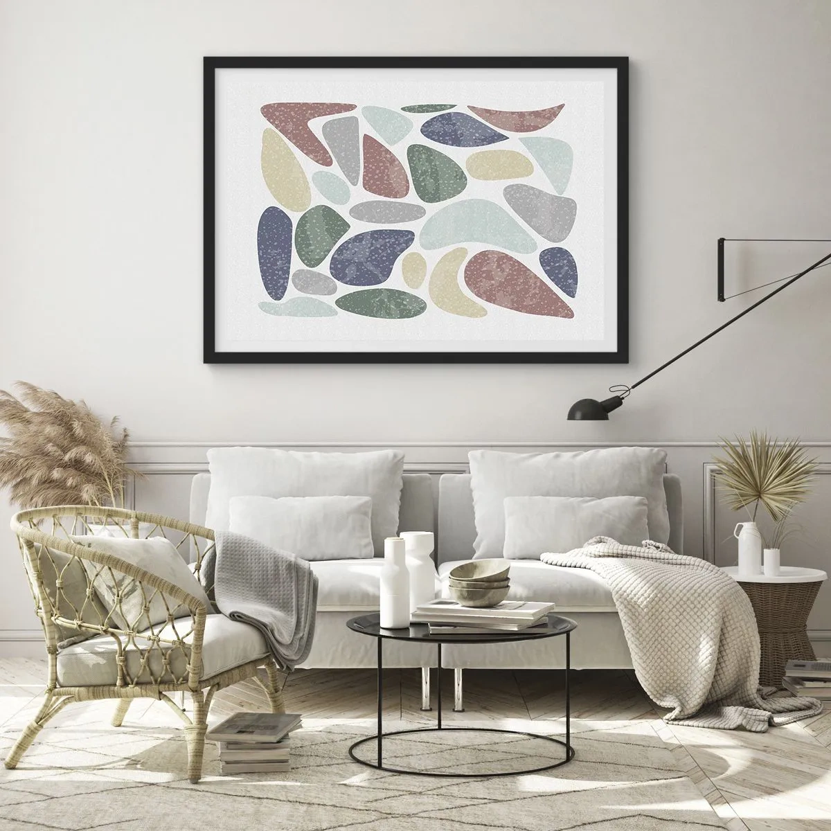 Affisch i svart ram - Mosaik av pulveriserade färger - 70x50 cm