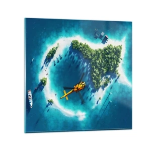 Glastavla - Bild på glas - Köp dig en ö - 70x70 cm