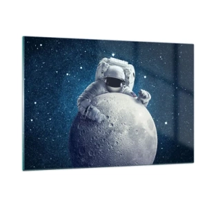 Glastavla - Bild på glas - Skojare i rymden - 120x80 cm
