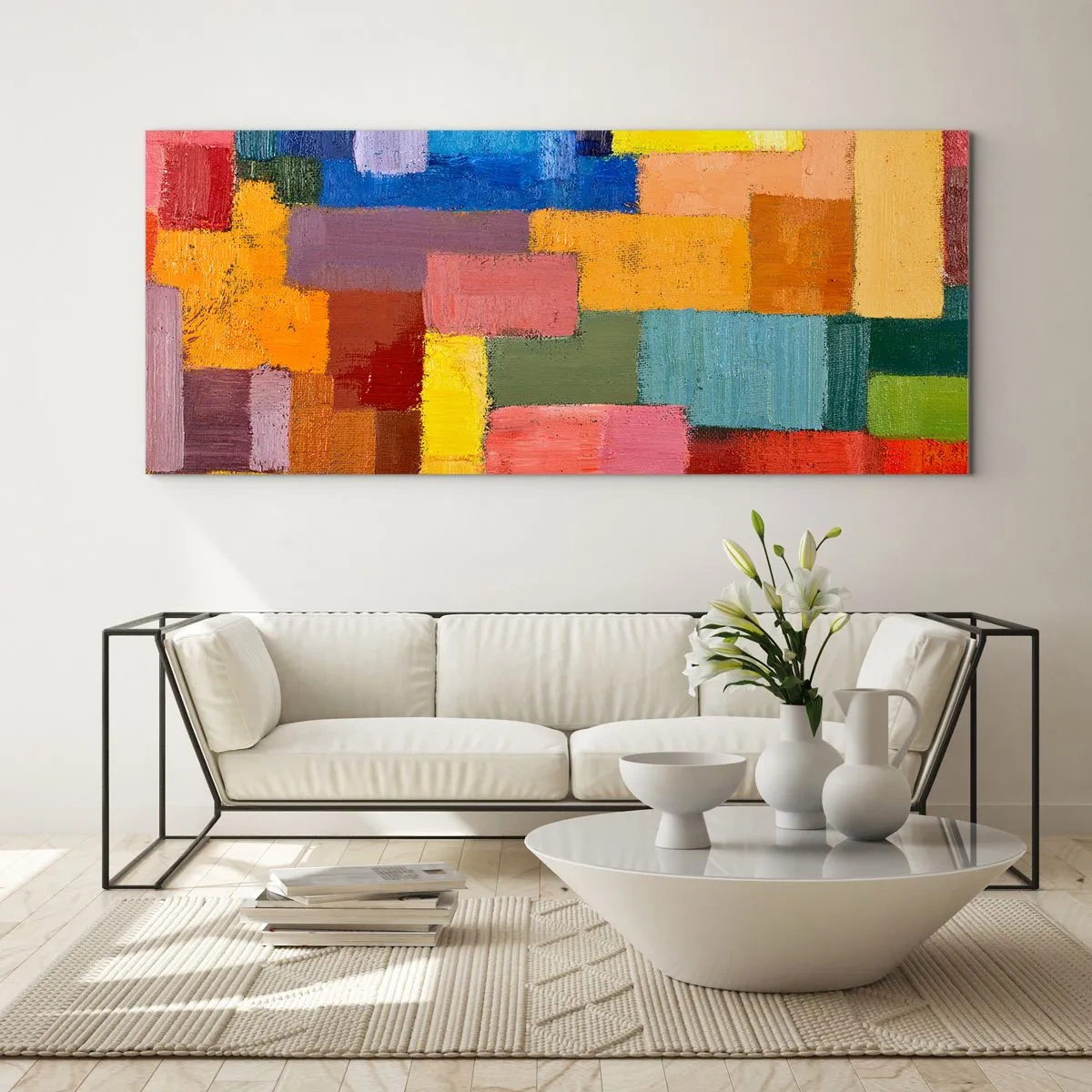 Glastavla - Bild på glas - Alla olika, alla färgglada - 100x40 cm