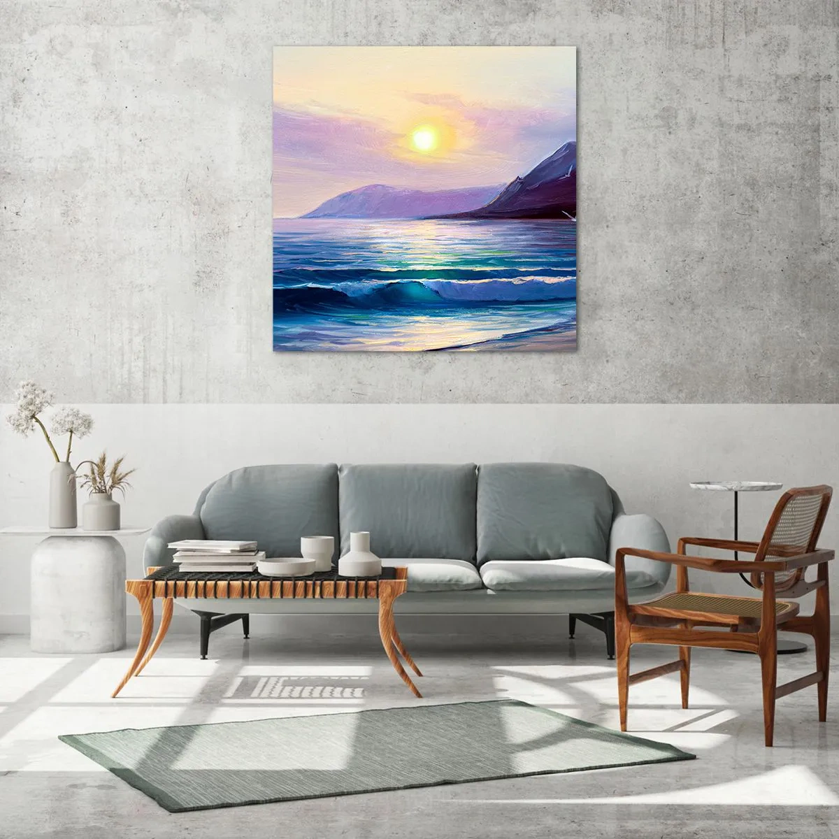 Glastavla - Bild på glas - Vattnets och luftens kristall - 70x70 cm