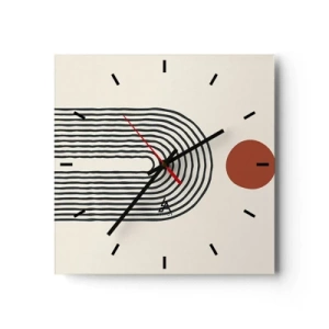 Väggklocka - Klocka på glas - Formernas och färgernas magnetism - 30x30 cm