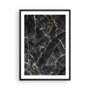 Affisch i svart ram - Svart marmor med subtila guldådror i en elegant ram - 50x70cm - Stenens interna liv - Modern väggdekoration för vardagsrum och sovrum ARTTOR