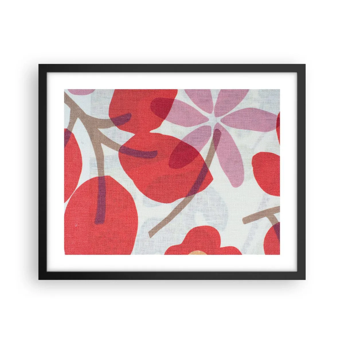 Affisch i svart ram - Blomsterkomposition i rosa - 50x40 cm
